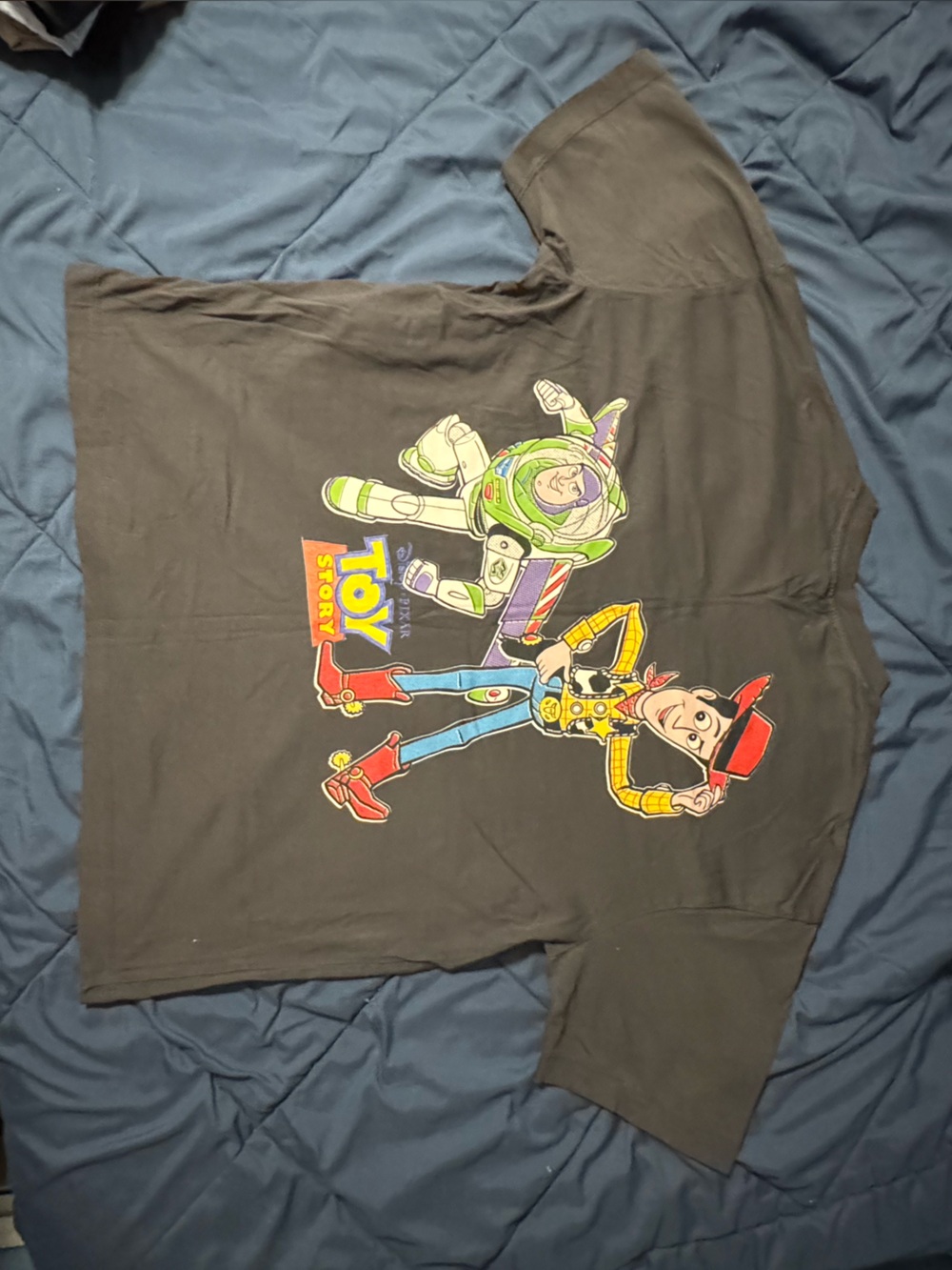 ASOS Black Toy Story Graphic Tee with Buzz Lightyear & Woody